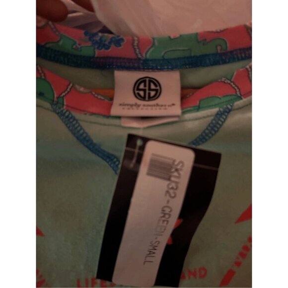 Simply Southern Long Sleeve Graphic T-Shirt Sz S Mint Green & Pink Turtle Print - Picture 6 of 6